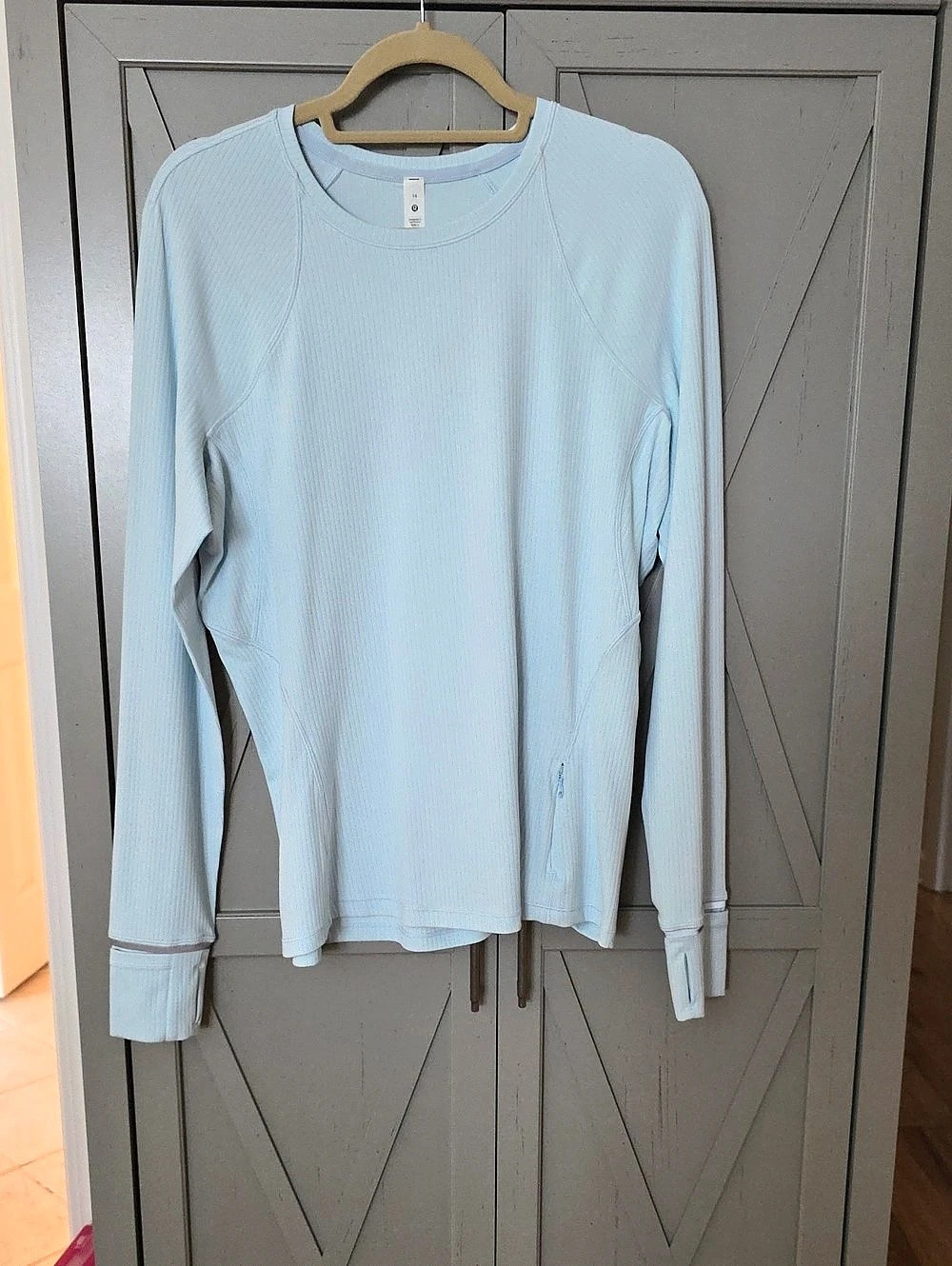 lululemon It's Rulu Run Ribbed Long Sleeve Shirt Light Blue 14